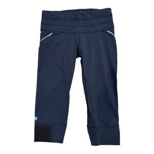 Athleta Black Relay Mesh Panel & Pocket Capri Pants Style 862109 Women's SP